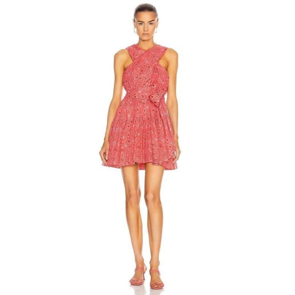 Ulla Johnson Arisa Mini Dress Crisscross Fitted Bodice Pleated Fully Lined Tie 4